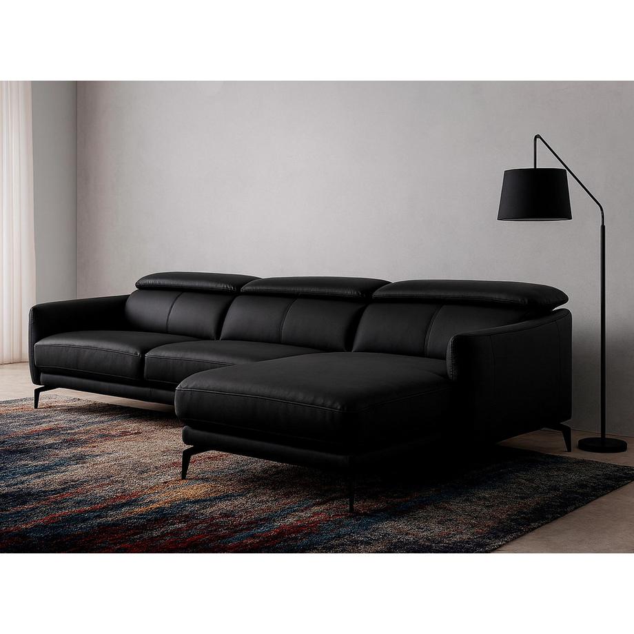 ANGEL CERDA Divano chaise longue destro in pelle nera  