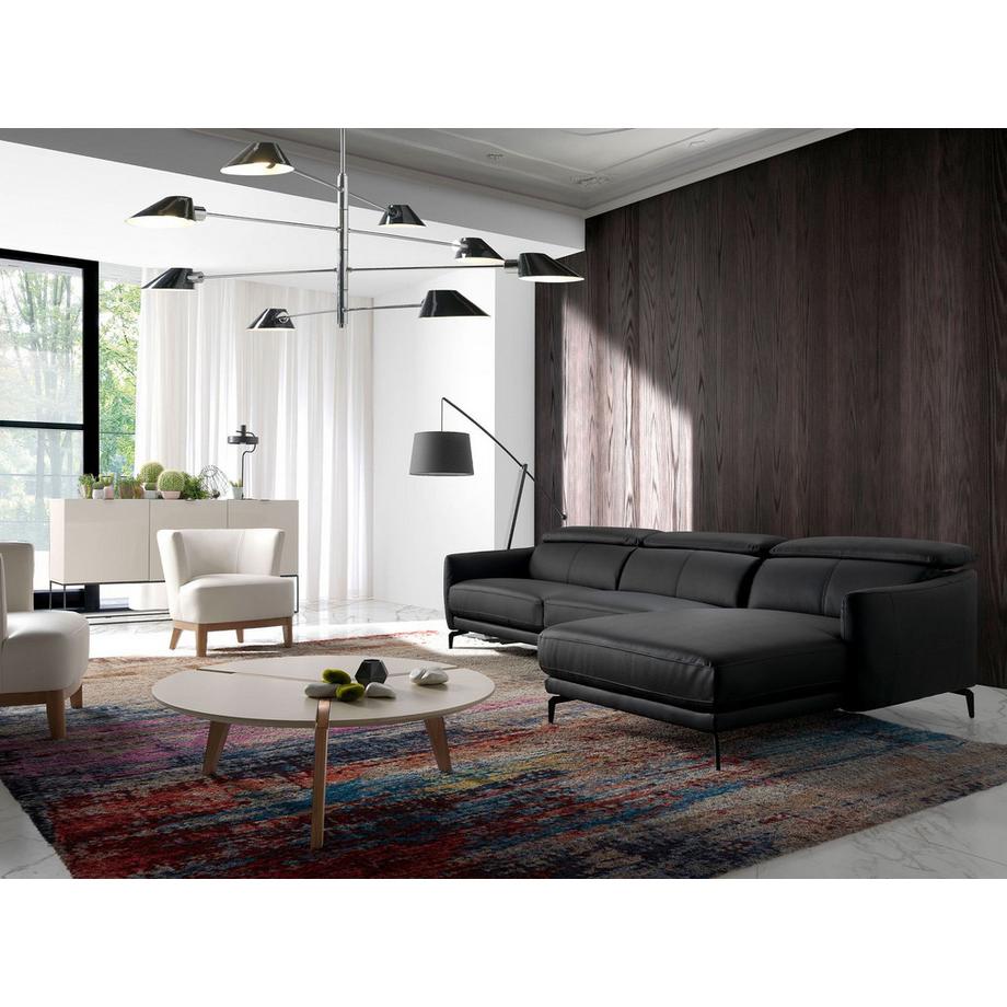 ANGEL CERDA Divano chaise longue destro in pelle nera  