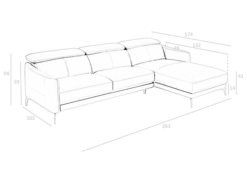 ANGEL CERDA Canapé d'angle droite en cuir noir  