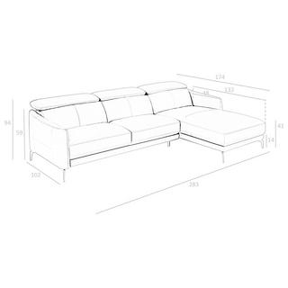 ANGEL CERDA Canapé d'angle droite en cuir noir  