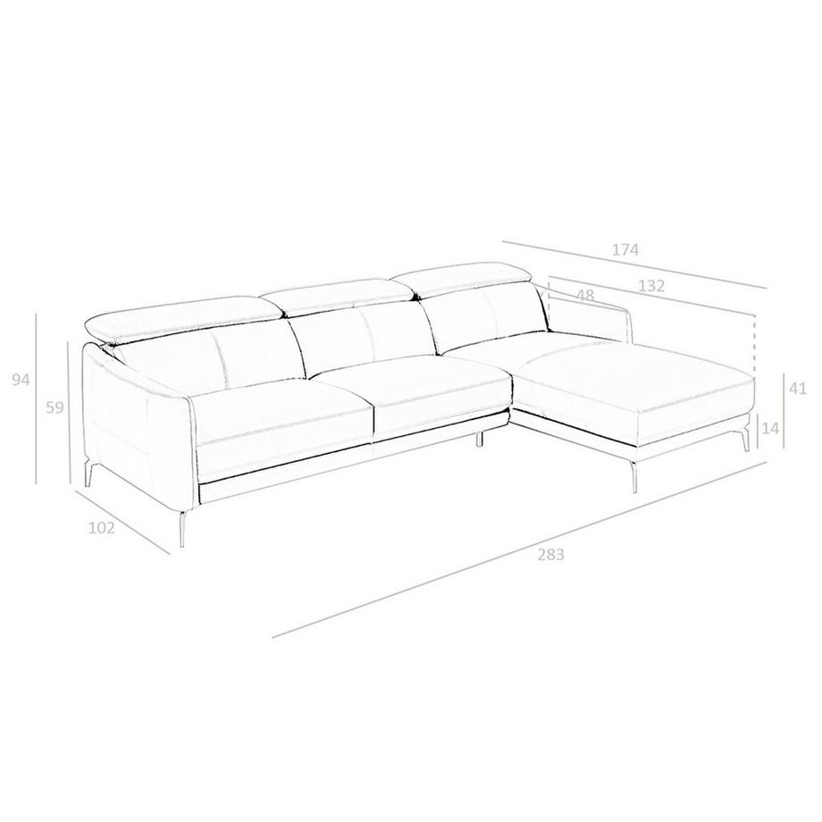 ANGEL CERDA Divano chaise longue destro in pelle nera  