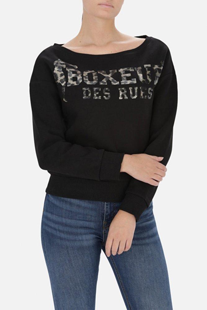 Image of Brushed Sweatshirt Boat Neck Damen Schwarz M