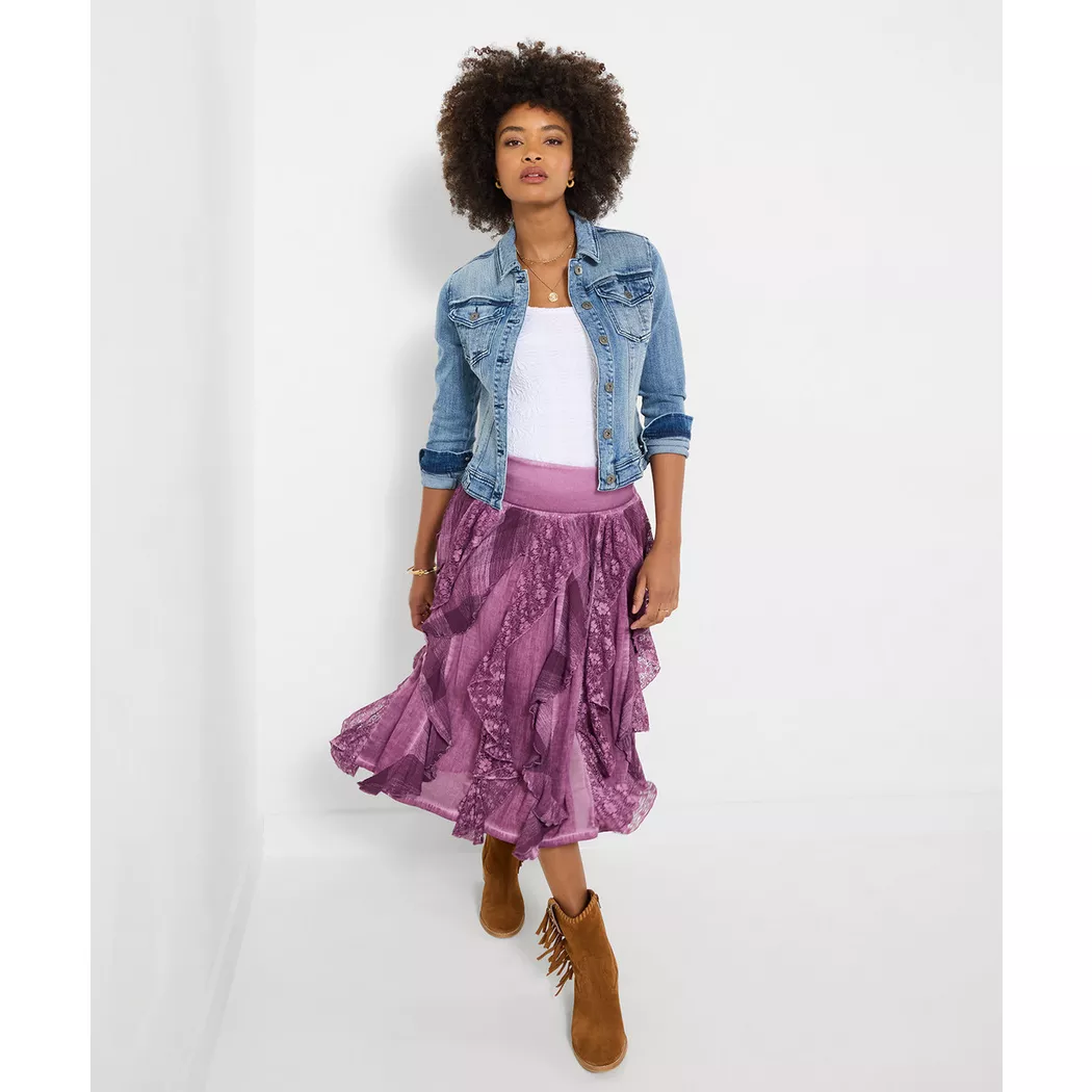 Joe Browns - Midirock mit Rüschen und fließendem Fall, für Damen, Lila, Größe 40