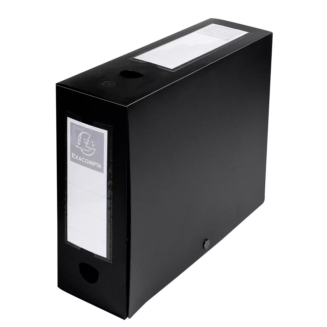 Exacompta - Archivbox mit Druckknopf, PP 700µ, Rückenbreite 100mm, 25x33cm für DIN A4, Opak - x 10, A4, Schwarz
