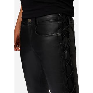 RICANO  Pantalon en cuir pour hommes, avec lacets, en cuir de vache ciré. 