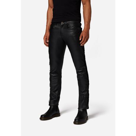 RICANO  Pantalon en cuir pour hommes, avec lacets, en cuir de vache ciré. 