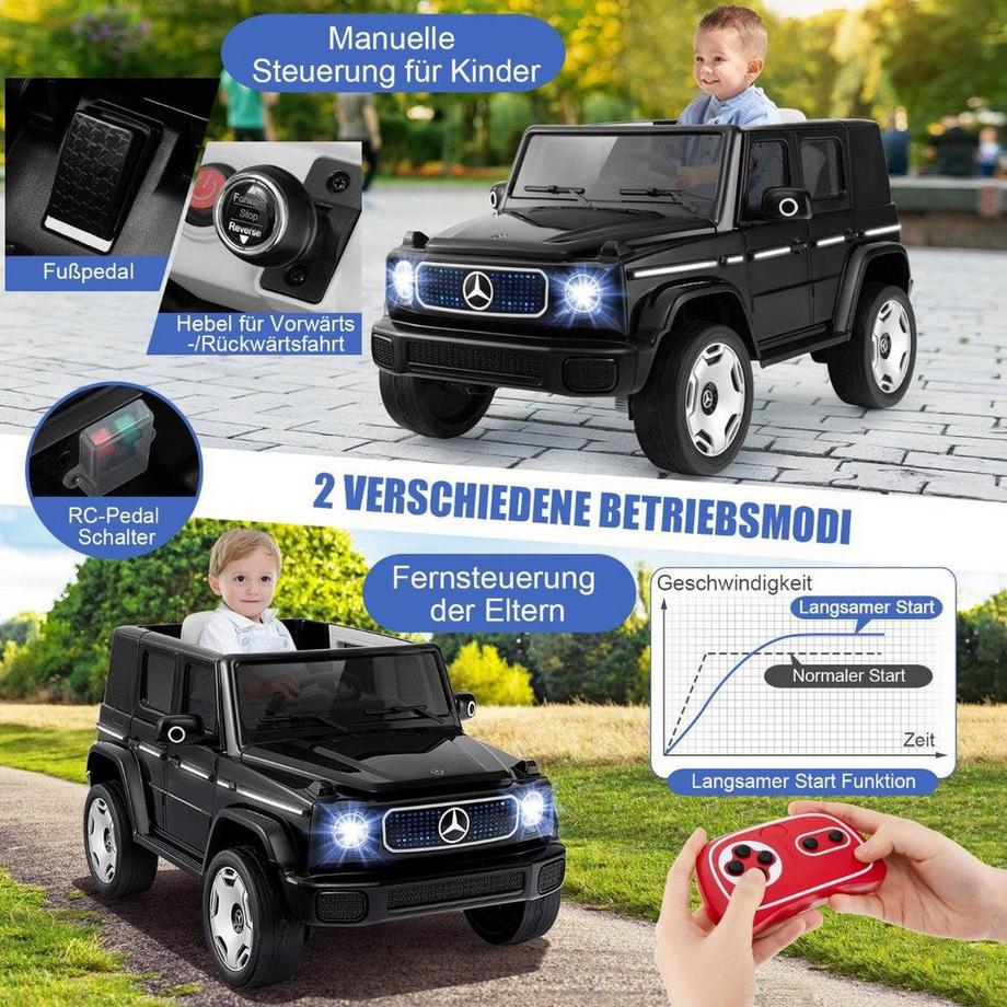 Northio  Kinder Mercedes-Benz Elektroauto mit 2,4G Fernbedienung & Scheinwerfer 12V Elektrofahrzeug Schwarz 