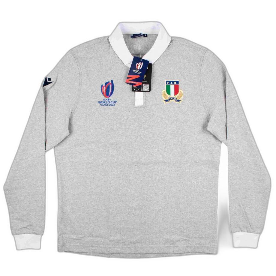 macron Italien Rugby FIR Merch RWC Langarm Poloshirt  