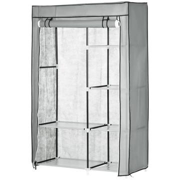 Armoire Armoire En Tissu, 6 Compartiments, Gris, 103X43X162,5Cm, Armoire Pliable Aspect Polaire