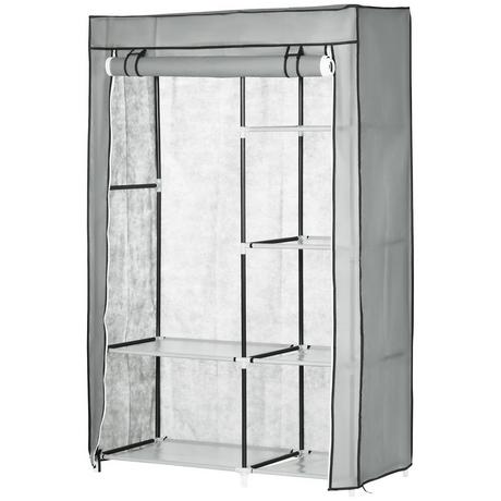 Northio Armoire Armoire En Tissu, 6 Compartiments, Gris, 103X43X162,5Cm, Armoire Pliable Aspect Polaire  