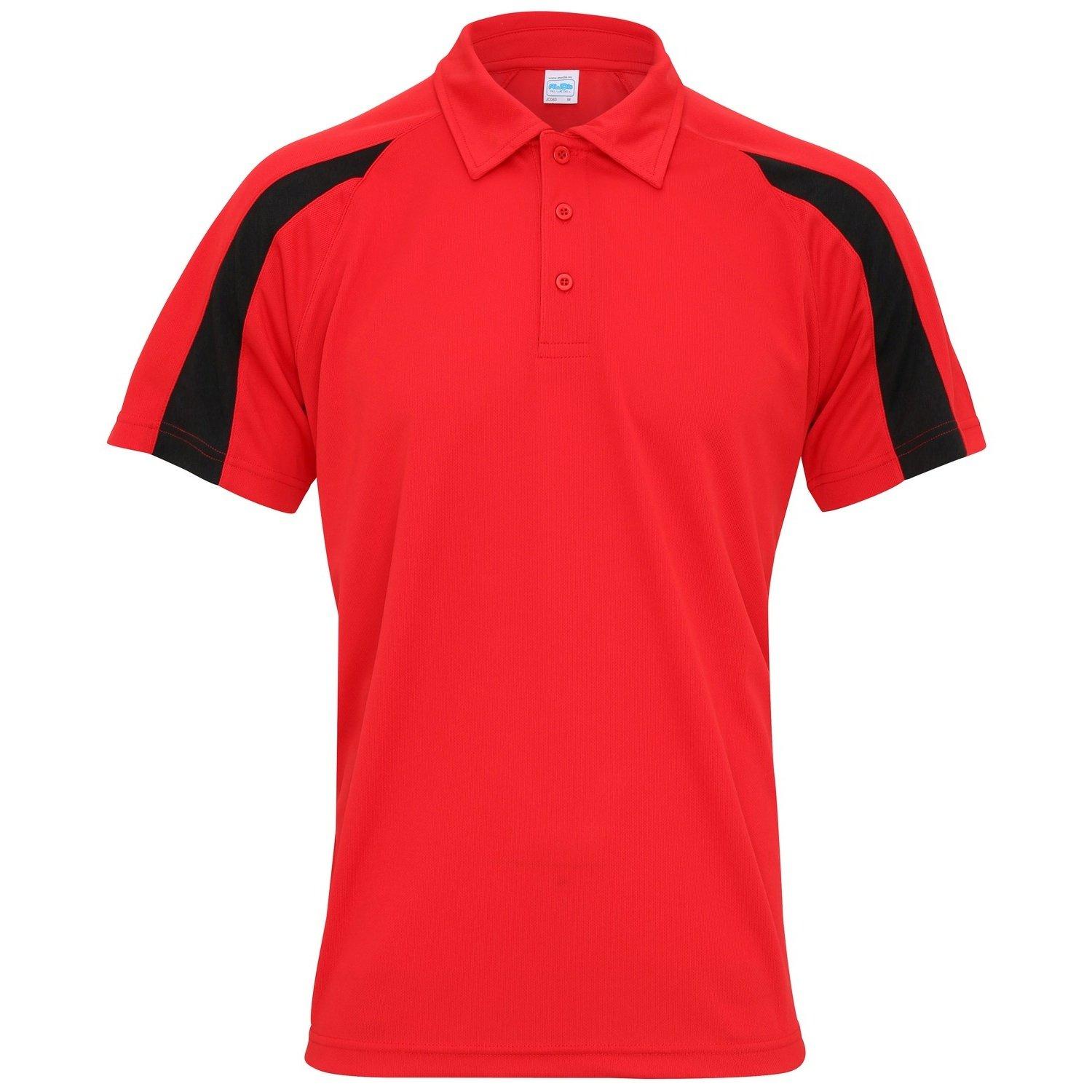 Image of Just Cool Kurzarm Polo Shirt Mit Kontrast Panel Herren Rot Bunt L