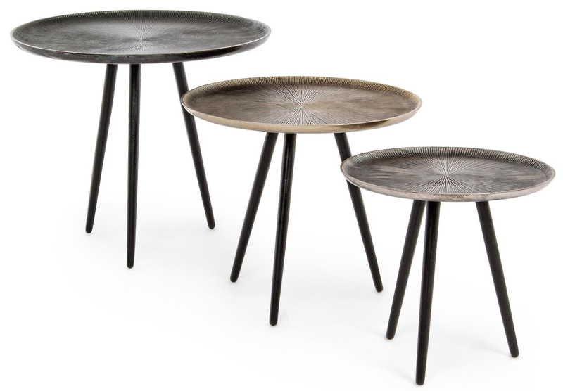 mutoni Table d'appoint Tahir ronde (série de 3)  