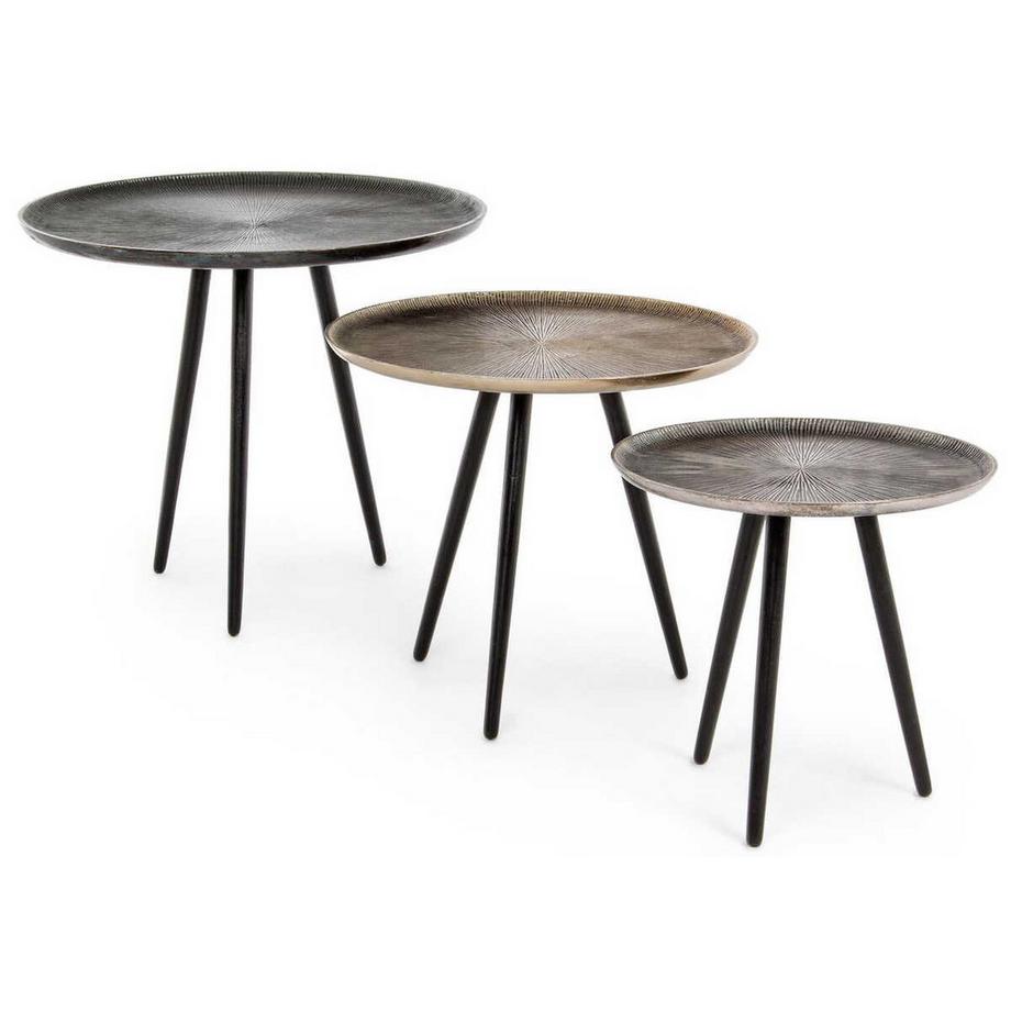 mutoni Table d&#039;appoint Tahir ronde (set de 3)  
