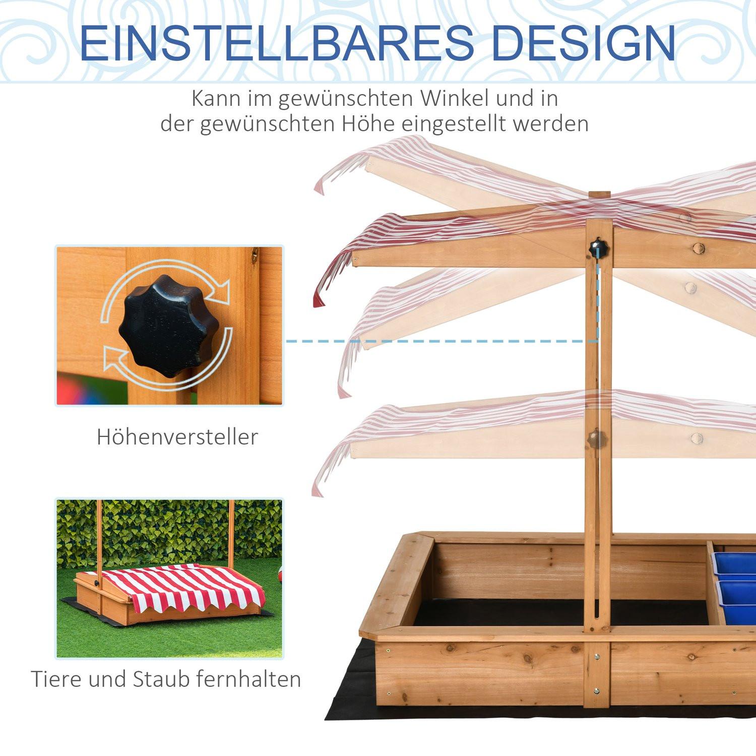 Northio  Sandkasten Sandkiste Holz Bodenloses Design Matsch-Bereich Für Kinder 3-7 Jahre Sandkasten Mit Abdeckung Dach Für Garten Terrasse Strand 