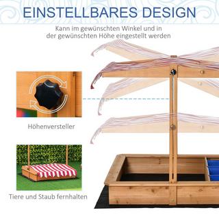 Northio  Sandkasten Sandkiste Holz Bodenloses Design Matsch-Bereich Für Kinder 3-7 Jahre Sandkasten Mit Abdeckung Dach Für Garten Terrasse Strand 