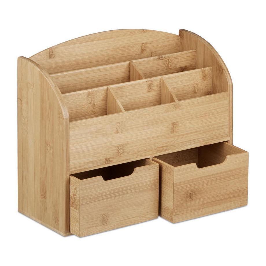 Northix Organiseur de bureau en bambou à 2 tiroirs, support de rangement pour dessus de table, bureau, majordome  
