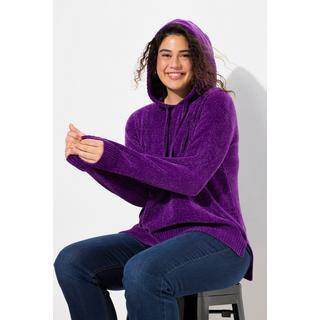 Ulla Popken  Sweat-shirt en maille chenille, capuche avec cordon de serrage, manches longues 