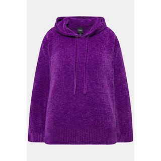 Ulla Popken  Sweat-shirt en maille chenille, capuche avec cordon de serrage, manches longues 