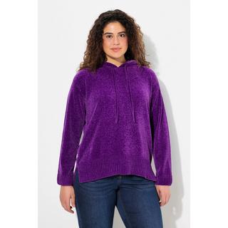 Ulla Popken  Sweat-shirt en maille chenille, capuche avec cordon de serrage, manches longues 