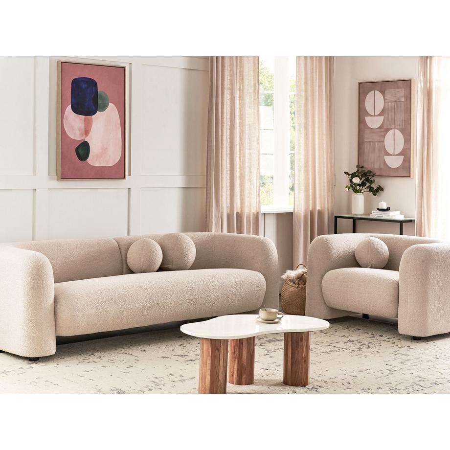 Beliani 4-Sitzer-Wohnzimmer Set aus Bouclé Minimalistisch LEIREN  