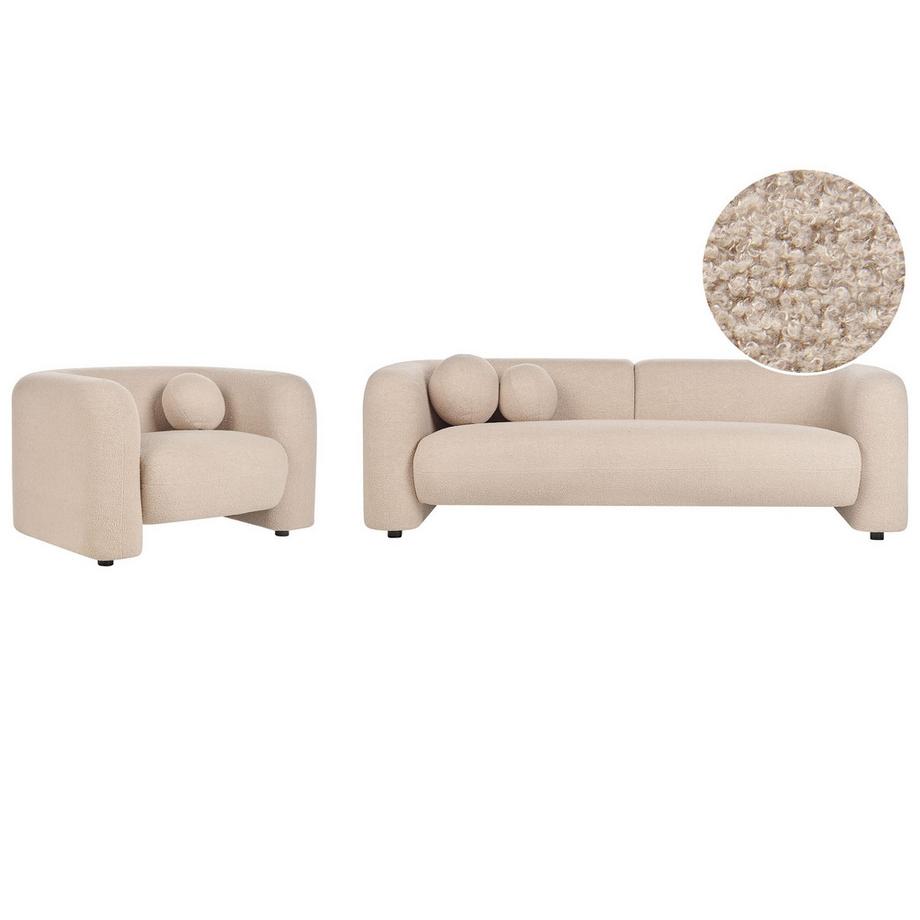 4-Sitzer-Wohnzimmer Set aus Bouclé Minimalistisch LEIREN