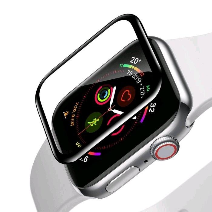 Baseus  Apple Watch (44 mm) Vollbild Curved Panzer Glas Display Rahmen 0.2mm, Schwarz 