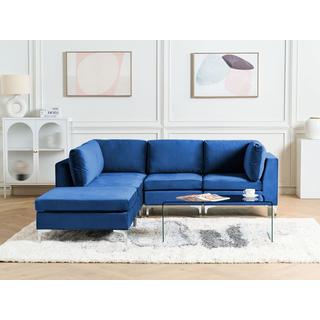 Beliani Ecksofa mit Ottomane aus Samtstoff Modern EVJA  