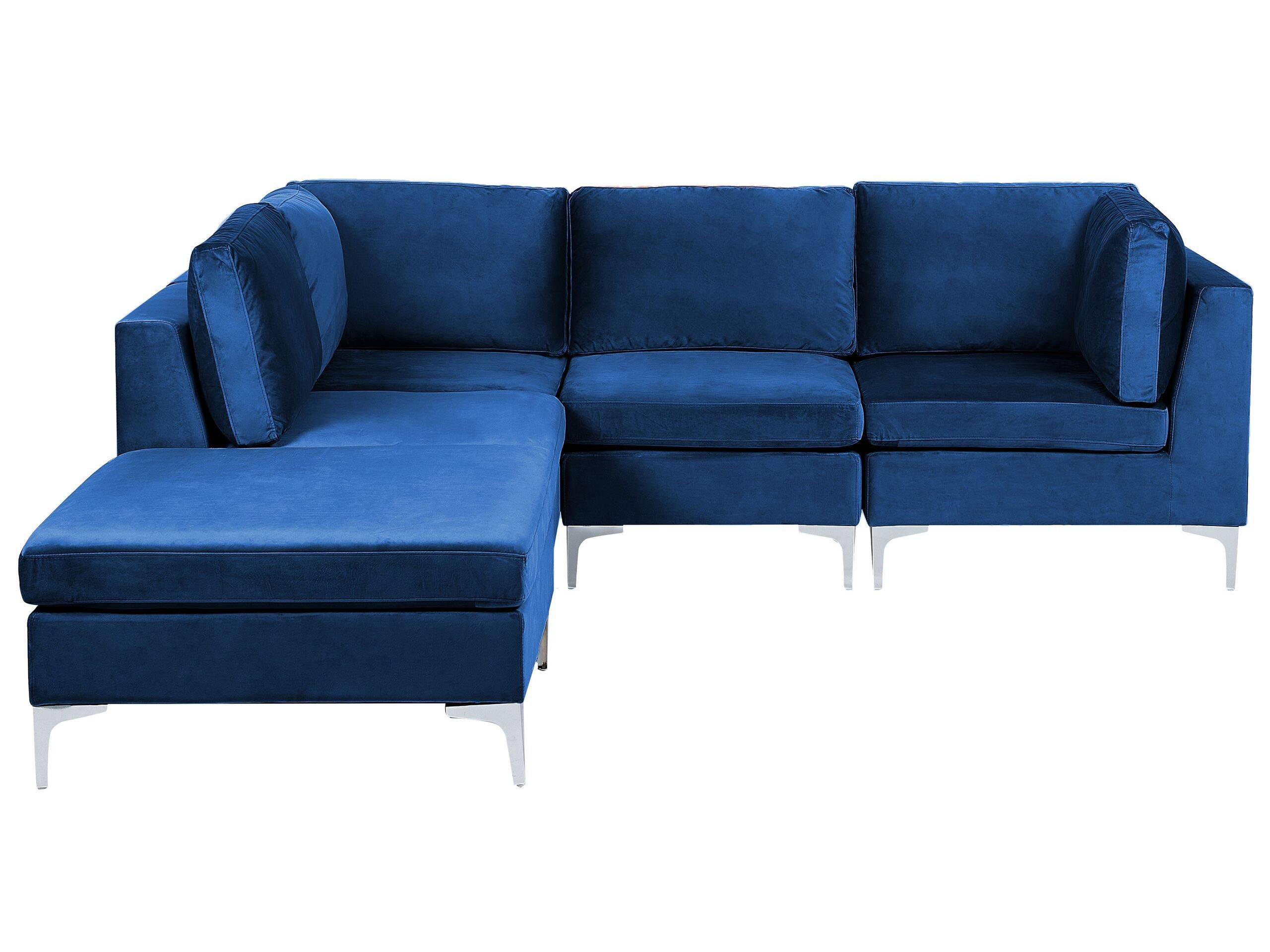 Beliani Ecksofa mit Ottomane aus Samtstoff Modern EVJA  