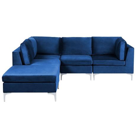 Beliani Ecksofa mit Ottomane aus Samtstoff Modern EVJA  