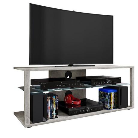 VCM Bois TV Lowboard Armoire TV Rack Console Meubles Table TV Phono Verre Folas XL  