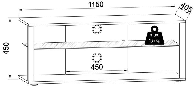 VCM Holz TV Lowboard Fernsehschrank Rack Konsole Möbel Fernsehtisch Fernseh Phono Glas Folas XL  