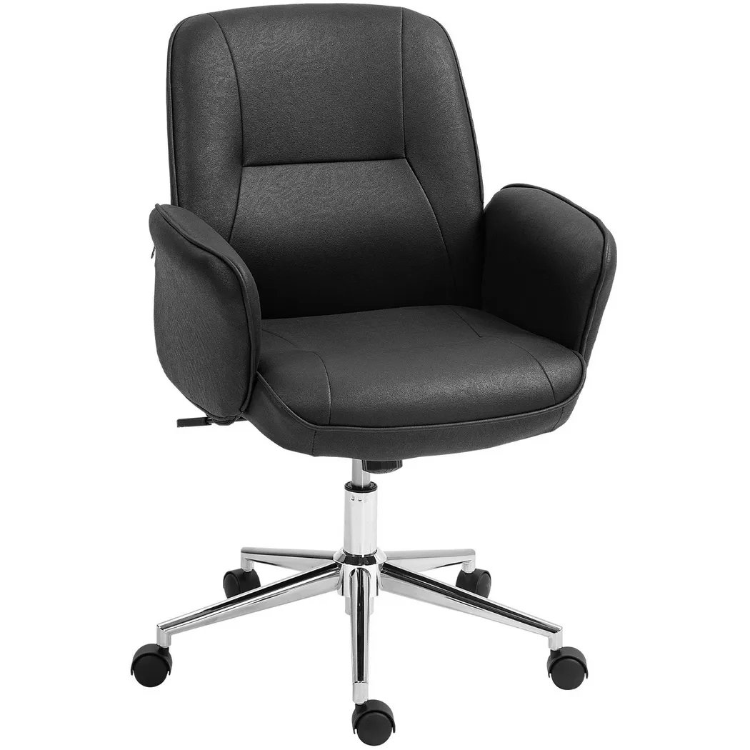 Northio – Bürostuhl mit Wippfunktion Schreibtischstuhl höhenverstellbarer Drehstuhl ergonomischer Arbeitsstuhl modern Belastbar bis 120 kg Mikrofaser Schwarz 67 x 69 92-102 cm, 70 cm