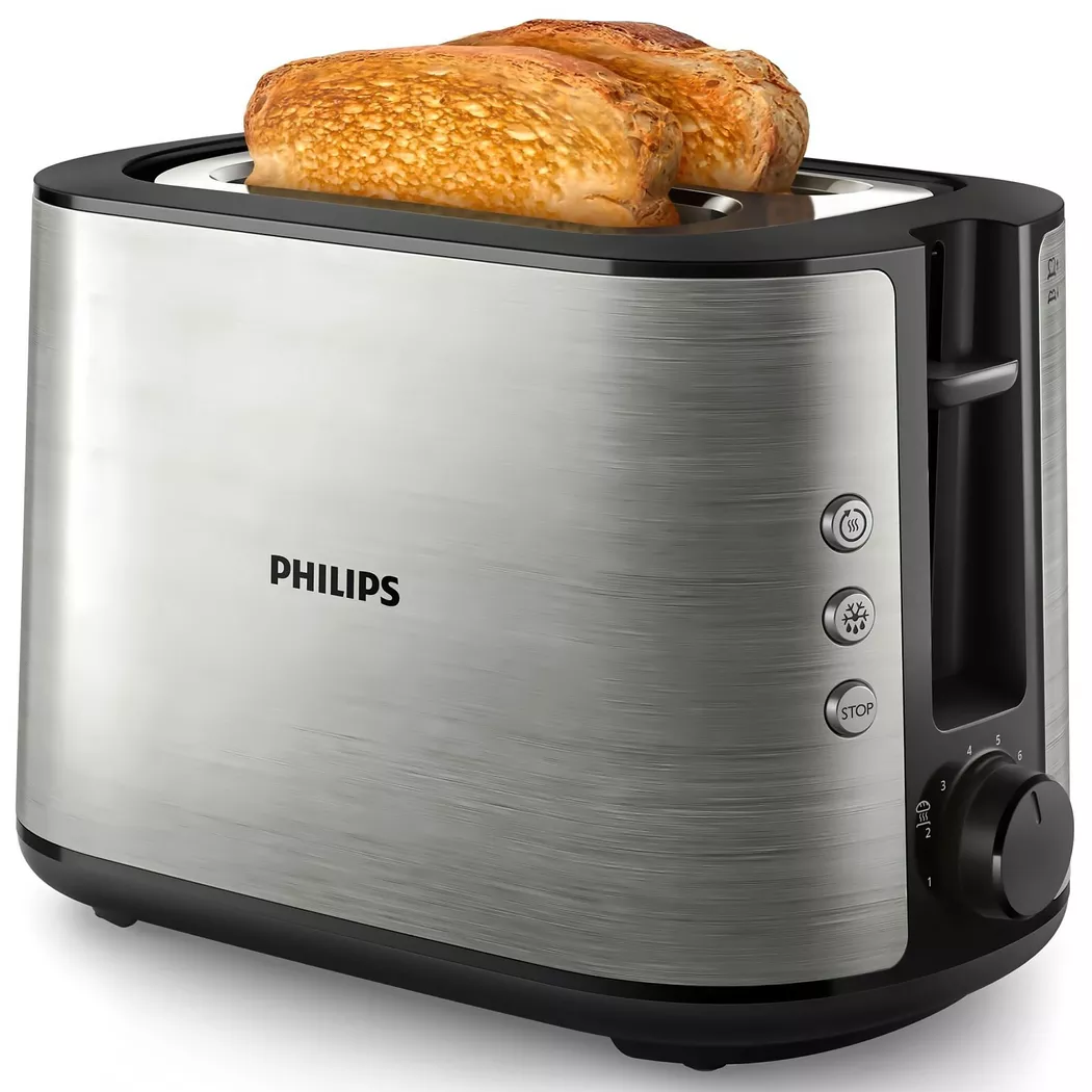 Philips – Toaster Viva Collection Edelstahl/Schwarz, Edelstahl/Schwarz