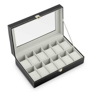 B2X  Luxuriöse Uhrenbox für 12 Uhren Massido MS-710 Schwarz und Beige 