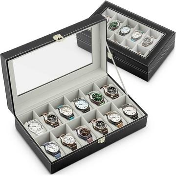 Scatola per orologi di lusso per 12 orologi Massido MS-710 Nero e Beige