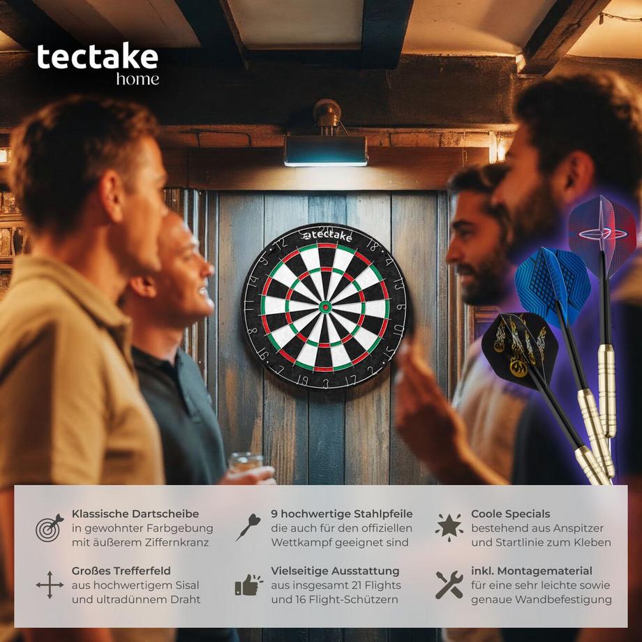 Tectake  Bersaglio per freccette Bully In sisal robusto con filo ultra sottile 