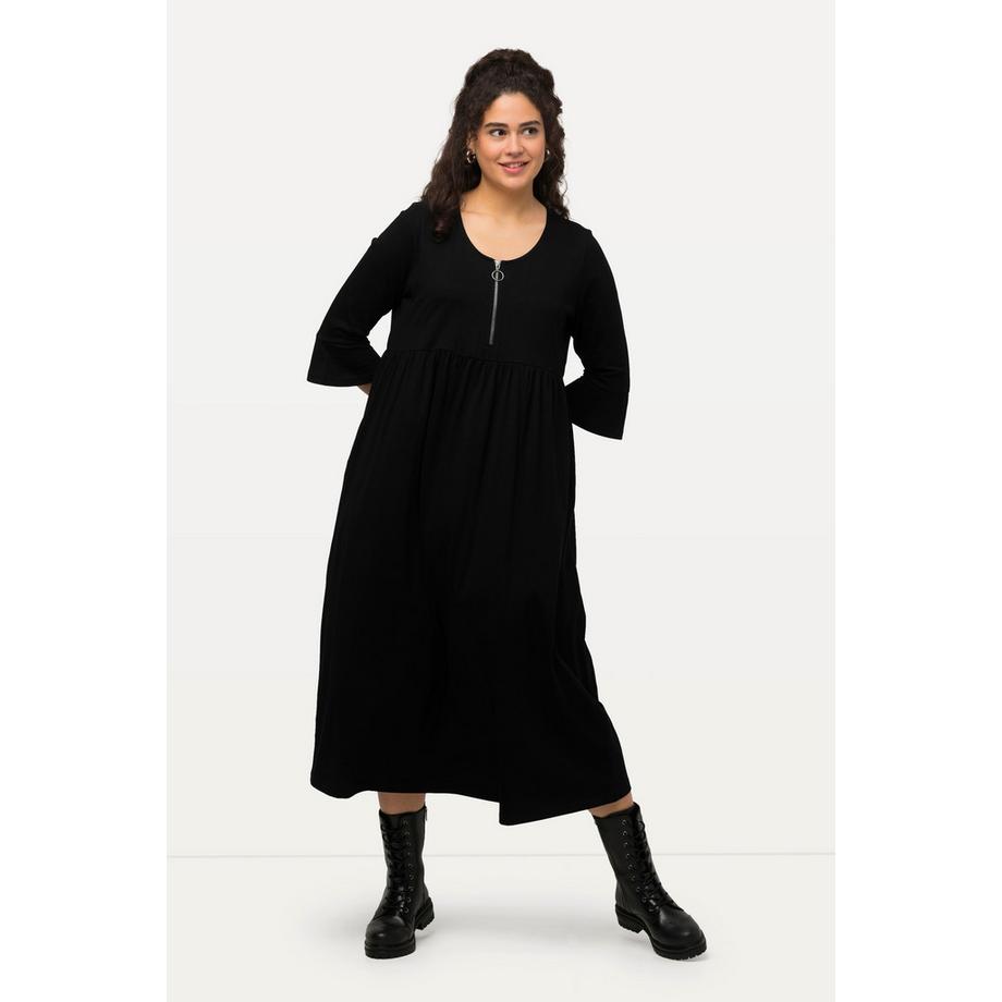 Ulla Popken Jerseykleid A-Linie Empirenaht Rundhals 3/4-Arm  