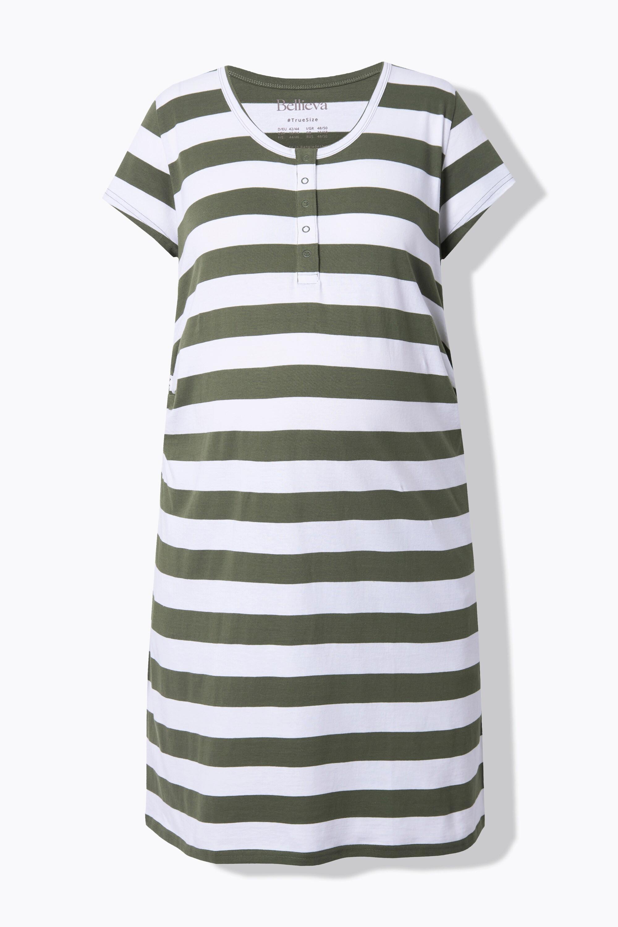 Ulla Popken Abito Bellieva Jersey Mezza Manica Arricciatura Laterale Cotone Biologico GOTS  