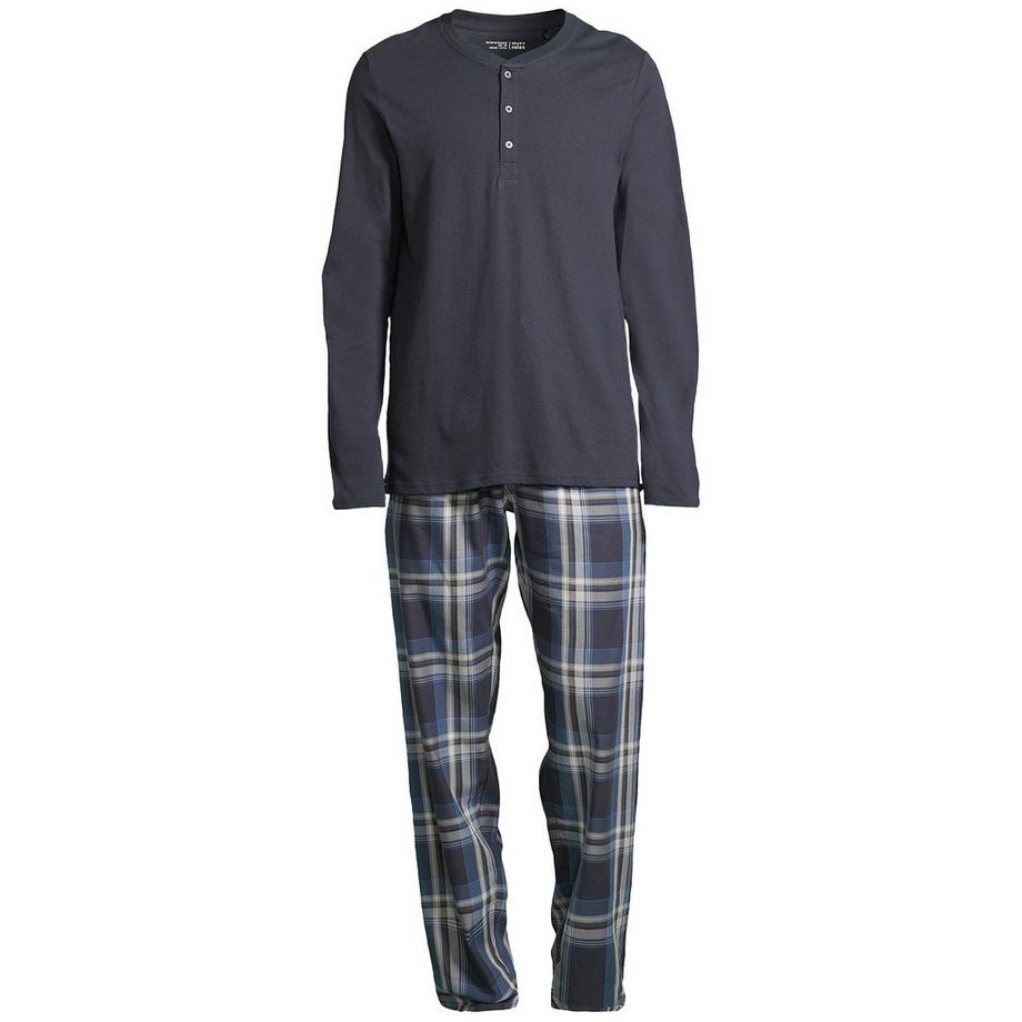 Schiesser Night & Home Pigiama Henley Maniche Lunghe  