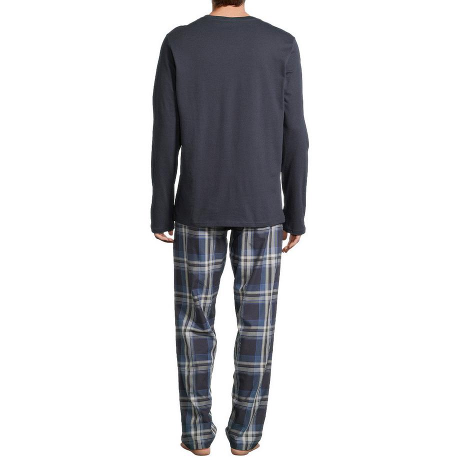 Schiesser Night & Home Pigiama Henley Maniche Lunghe  