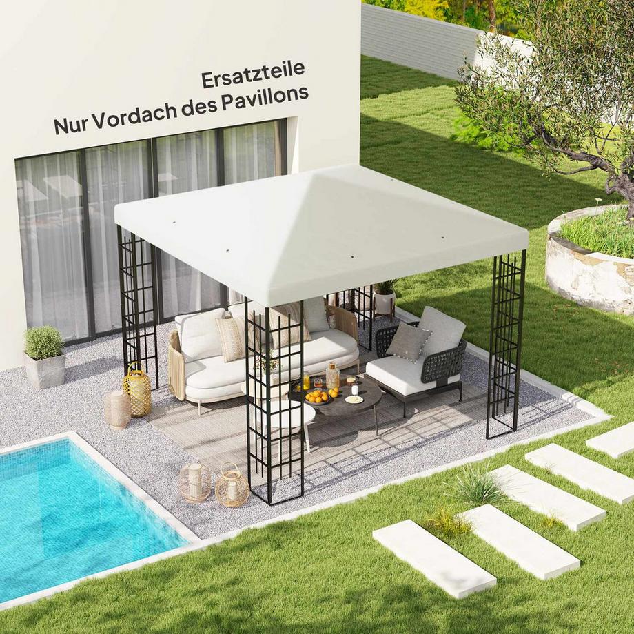 Northio Outsuuny Toit de Remplacement pour Tonnelle 3x3m Couverture de Remplacement de Toit de Tonnelle Étanche pour Tonnelle de Jardin Pièces de Rechange en Tissu Oxford 370gsm Gris Clair  
