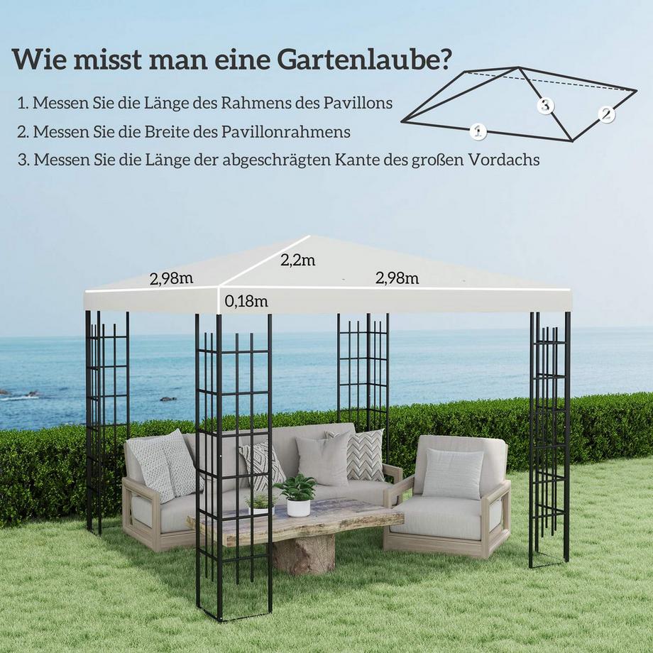 Northio Outsuuny Toit de Remplacement pour Tonnelle 3x3m Couverture de Remplacement de Toit de Tonnelle Étanche pour Tonnelle de Jardin Pièces de Rechange en Tissu Oxford 370gsm Gris Clair  