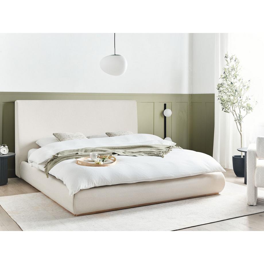 Beliani Lit ottoman en Tissu  CAMPAGNE  