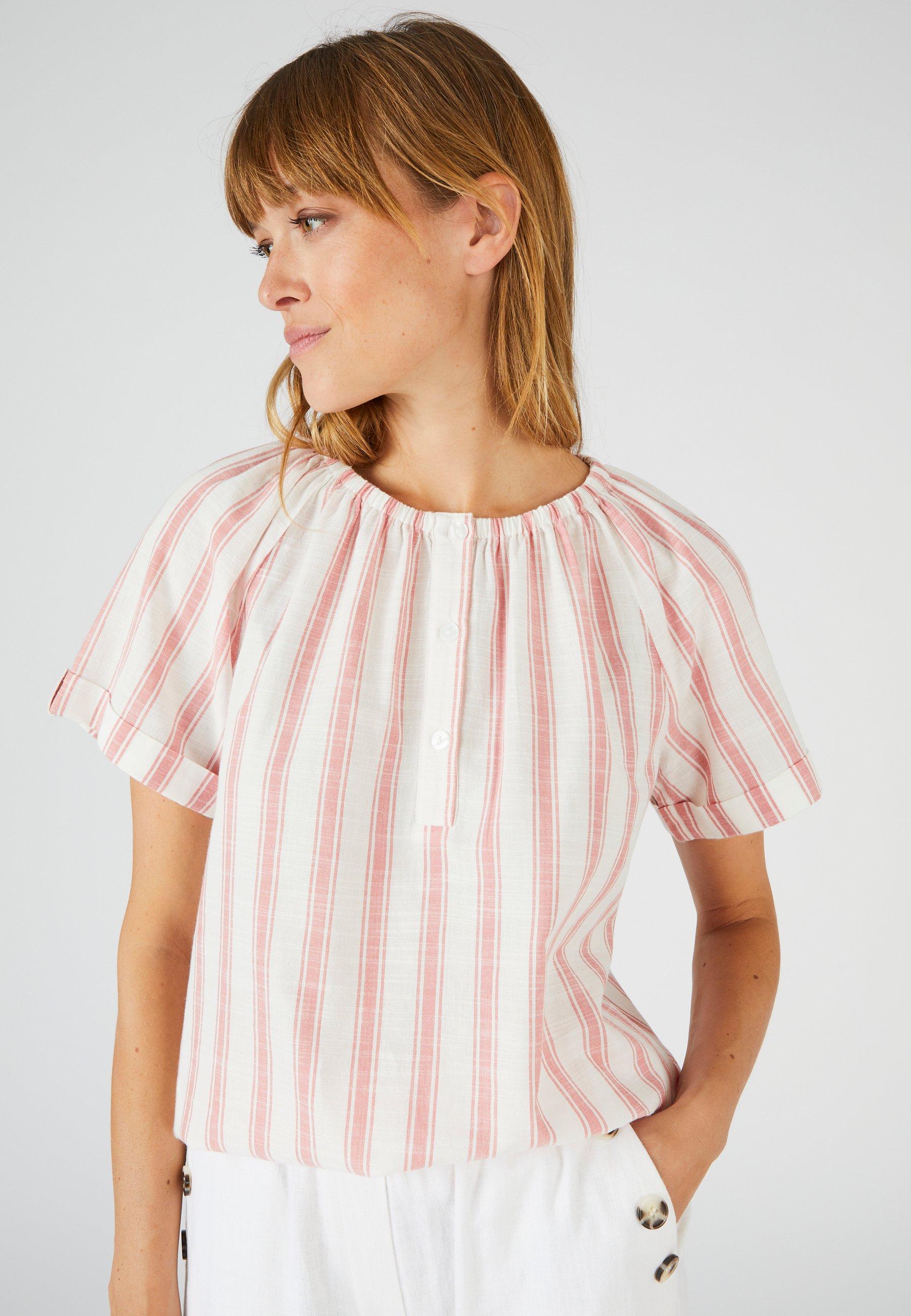 Image of Gestreifte Bluse. Damen Rosa 38