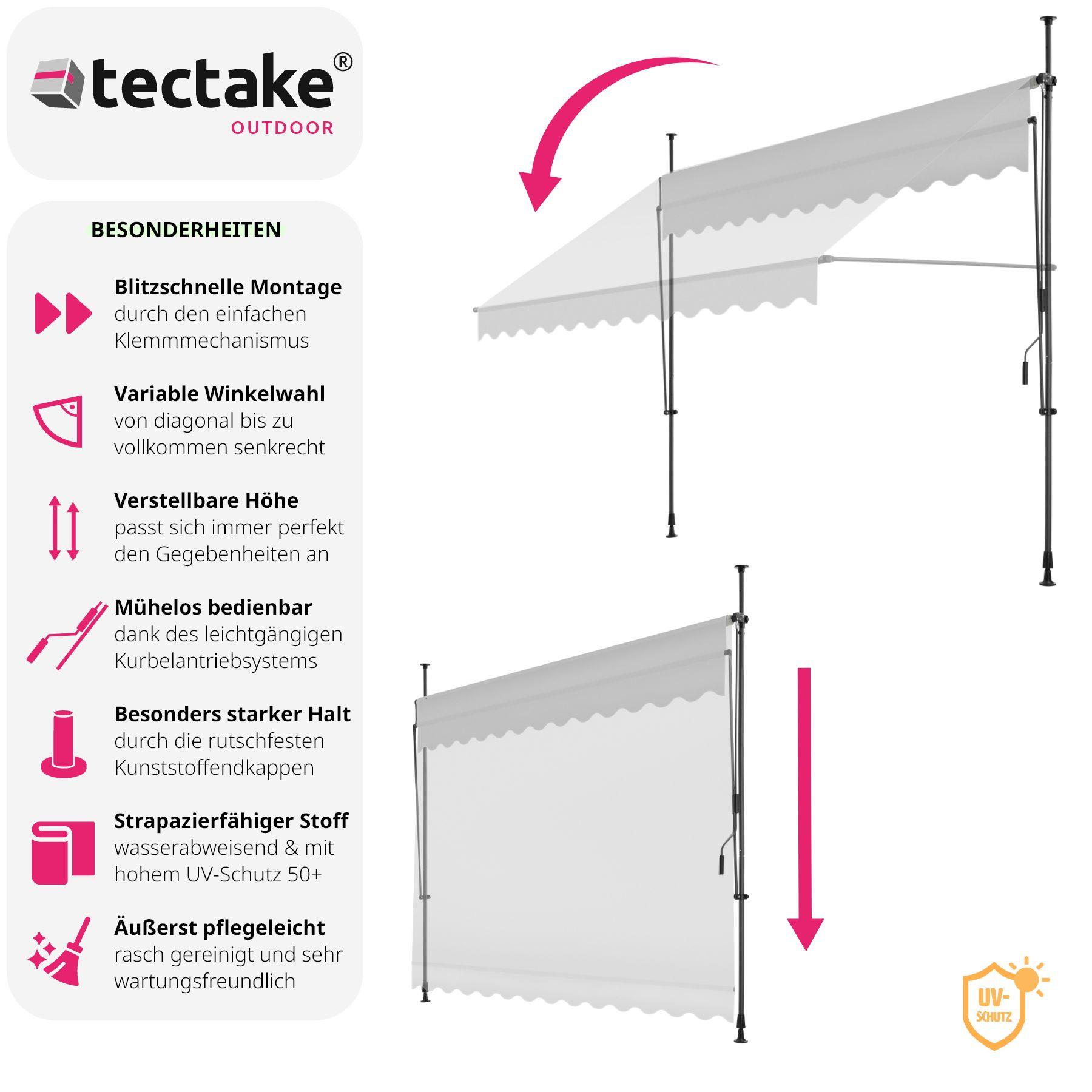 Tectake Tenda a morsetto con manovella, altezza regolabile  