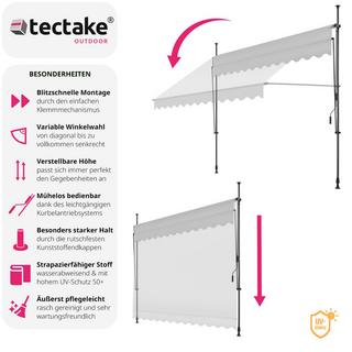 Tectake Tenda a morsetto con manovella, altezza regolabile  