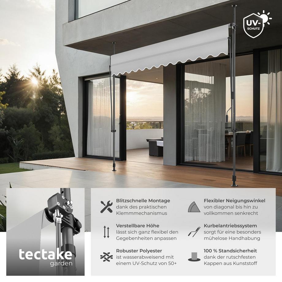 Tectake Store à pince sans perçage  avec manivelle  