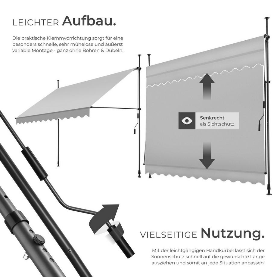 Tectake Store à pince sans perçage  avec manivelle  