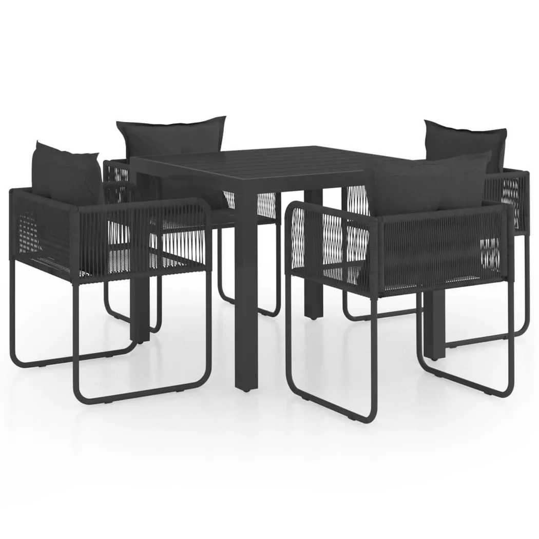 vidaXL Salon de jardin 5 pcs PVC Résine tressée Noir