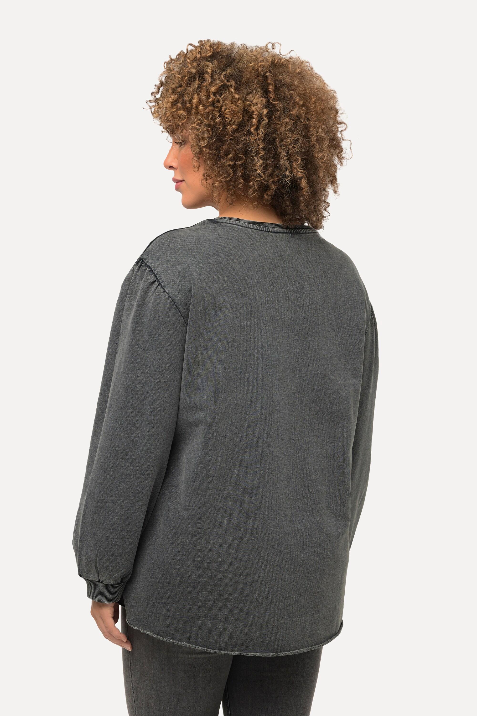 Ulla Popken  Sweat-shirt oversize à col rond et manches longues 